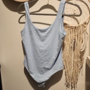 Suede light blue bodysuit